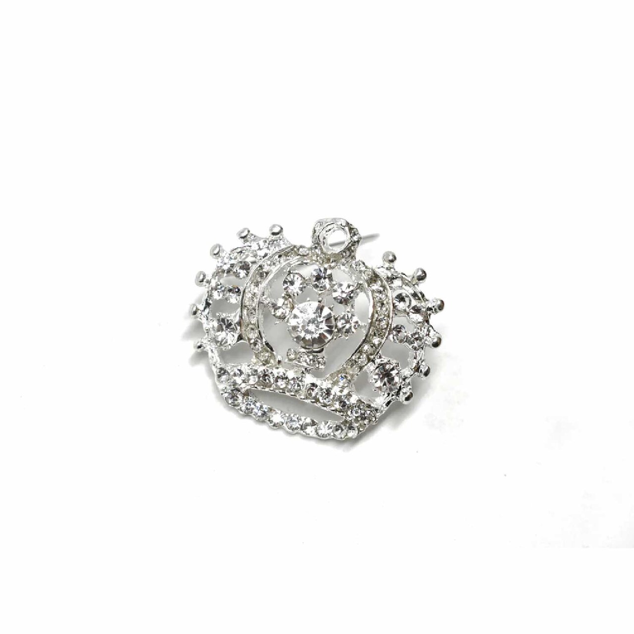 Crown Rhinestone Brooch Pin For Clothing Bags DIY Crafts 1 3/4 Inch X 1 1/2 Inch